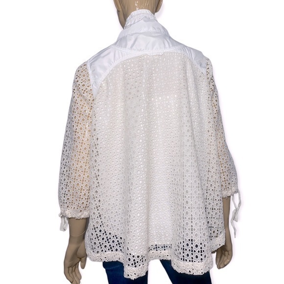 Anthropologie Hei Hei Women Size S Ivory Cream Eyelet Swing Windbreaker Jacket - Picture 7 of 9